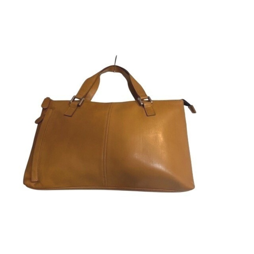 Latico Leathers Mustard Leather Satchel Handbag Zip Top Work Tote Bag Womens EUC